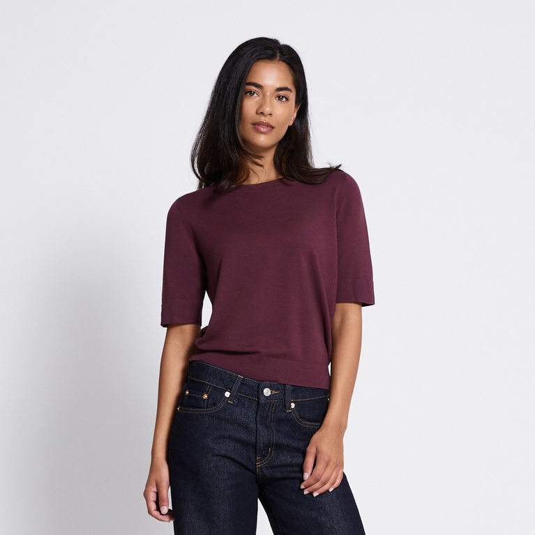 Fine-knit tee "Ada" Plum